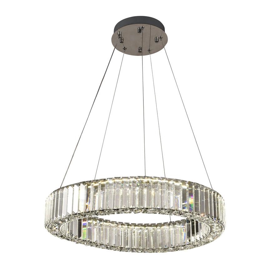 LED Stmívatelný křišťálový lustr na lanku LED/40W/230V 3000-6500K lesklý chrom + dálkové ovládání