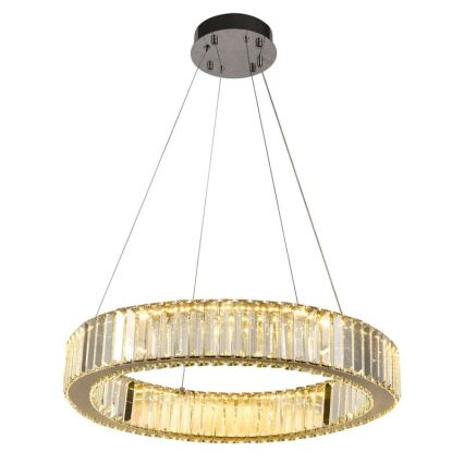 LED Stmívatelný křišťálový lustr na lanku LED/40W/230V 3000-6500K lesklý chrom + dálkové ovládání