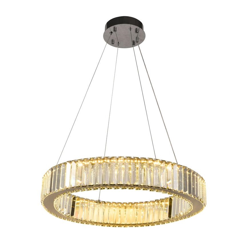 LED Stmívatelný křišťálový lustr na lanku LED/40W/230V 3000-6500K lesklý chrom + dálkové ovládání