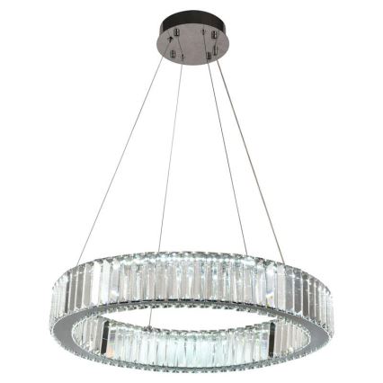 LED Stmívatelný křišťálový lustr na lanku LED/40W/230V 3000-6500K lesklý chrom + dálkové ovládání