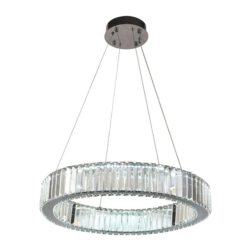 LED Stmívatelný křišťálový lustr na lanku LED/40W/230V 3000-6500K lesklý chrom + dálkové ovládání