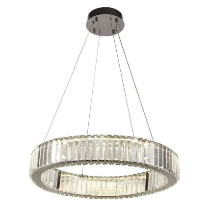LED Stmívatelný křišťálový lustr na lanku LED/40W/230V 3000-6500K lesklý chrom + dálkové ovládání