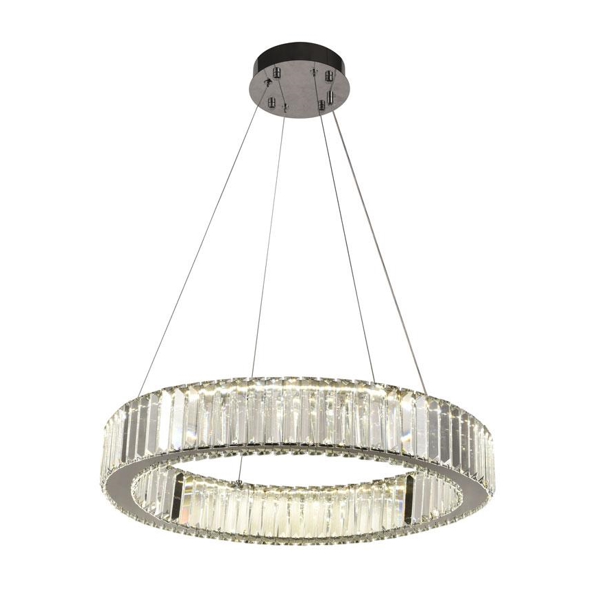 LED Stmívatelný křišťálový lustr na lanku LED/40W/230V 3000-6500K lesklý chrom + dálkové ovládání