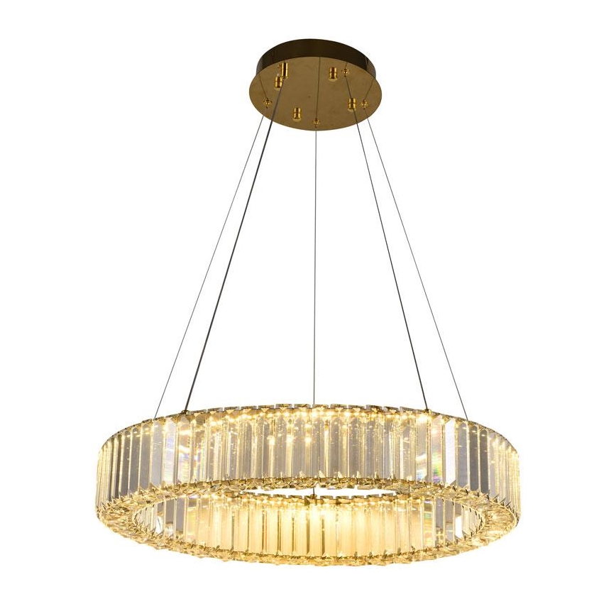 LED Stmívatelný křišťálový lustr na lanku LED/40W/230V 3000-6500K chrom/zlatá + dálkové ovládání