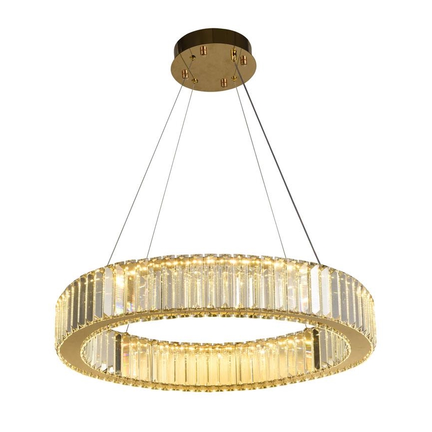 LED Stmívatelný křišťálový lustr na lanku LED/40W/230V 3000-6500K chrom/zlatá + dálkové ovládání