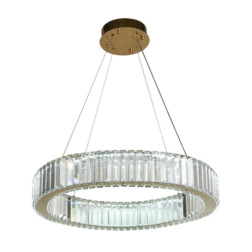 LED Stmívatelný křišťálový lustr na lanku LED/40W/230V 3000-6500K chrom/zlatá + dálkové ovládání