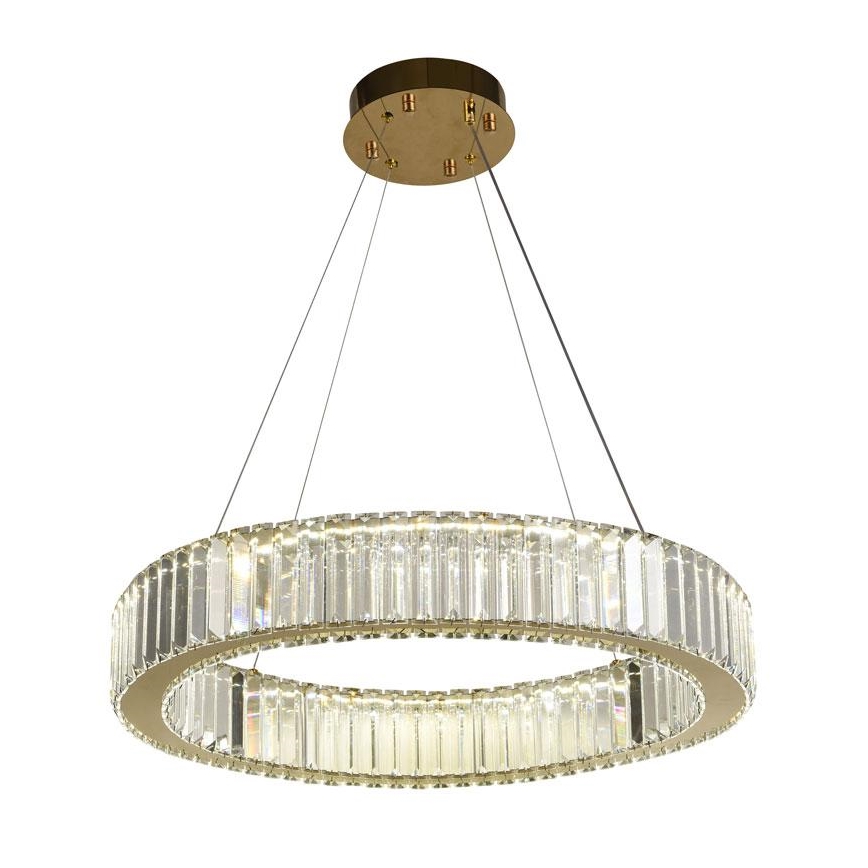 LED Stmívatelný křišťálový lustr na lanku LED/40W/230V 3000-6500K chrom/zlatá + dálkové ovládání