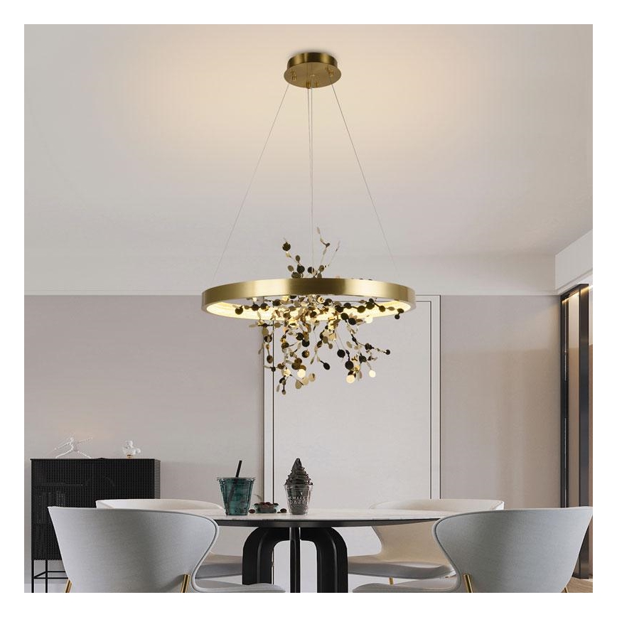 LED Stmívatelný lustr na lanku LED/40W/230V 3000-6500K zlatá + dálkové ovládání