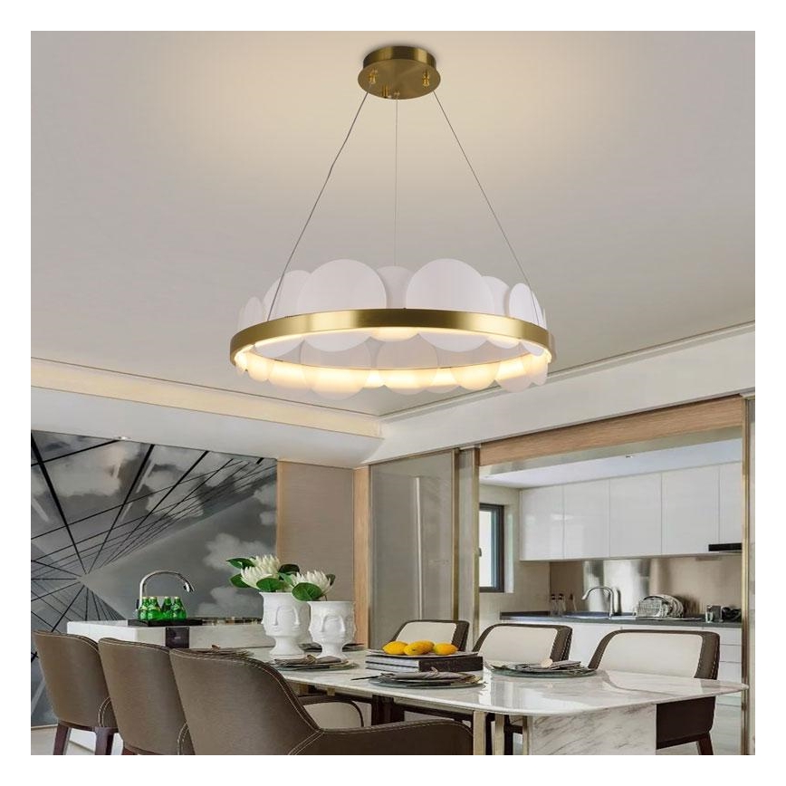 LED Stmívatelný lustr na lanku LED/40W/230V 3000-6500K zlatá + dálkové ovládání