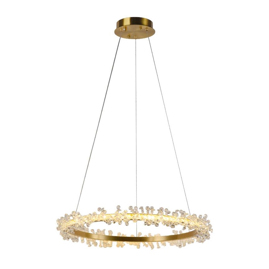 LED Stmívatelný křišťálový lustr na lanku LED/40W/230V 3000-6500K zlatá + dálkové ovládání