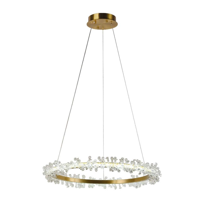 LED Stmívatelný křišťálový lustr na lanku LED/40W/230V 3000-6500K zlatá + dálkové ovládání