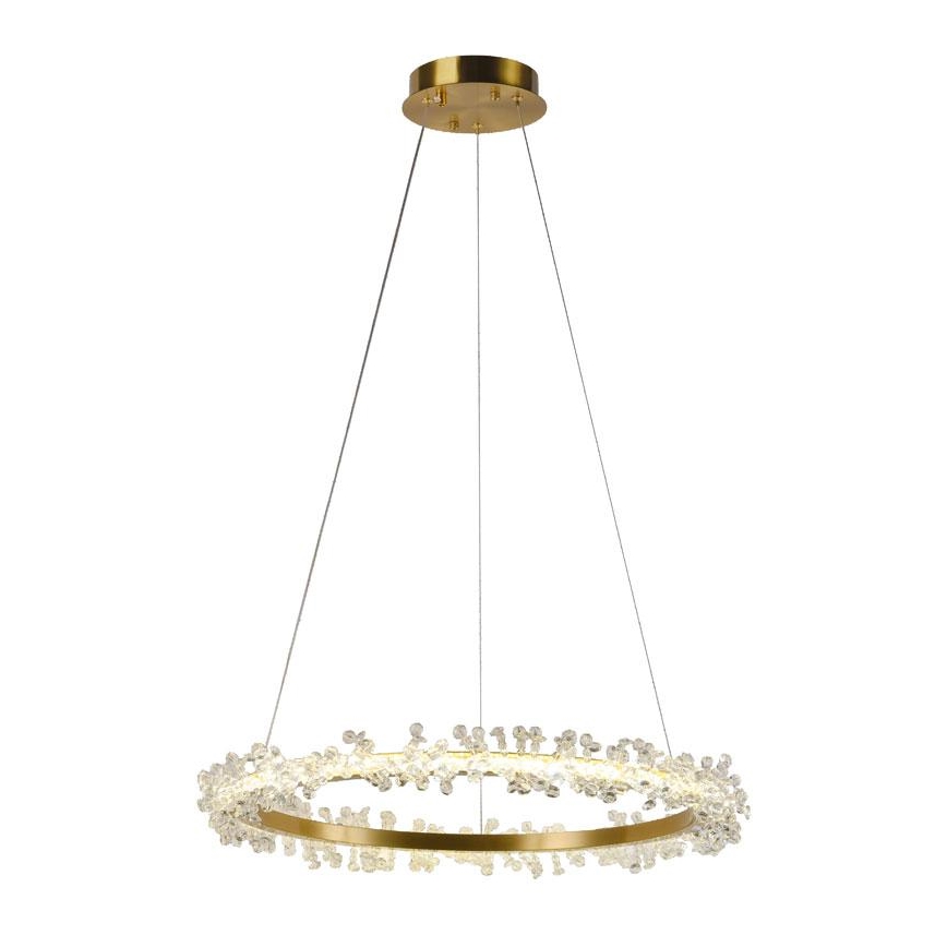 LED Stmívatelný křišťálový lustr na lanku LED/40W/230V 3000-6500K zlatá + dálkové ovládání