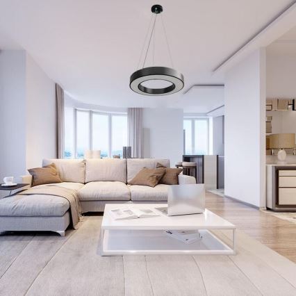 LED Stmívatelný lustr na lanku LED/45W/230V 3000-6500K černá + dálkové ovládání