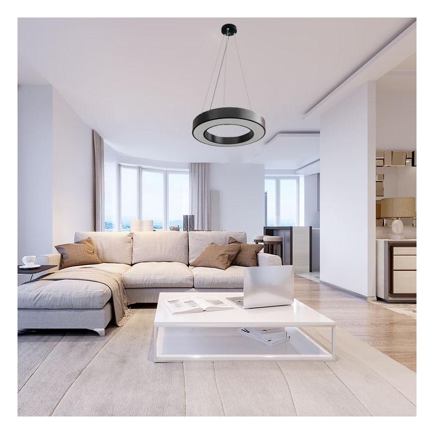 LED Stmívatelný lustr na lanku LED/45W/230V 3000-6500K černá + dálkové ovládání