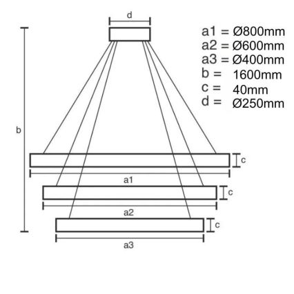 LED Stmívatelný lustr na lanku LED/45W/230V 3000-6500K + dálkové ovládání