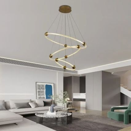LED Stmívatelný lustr na lanku LED/45W/230V 3000-6500K pr. 80 cm + dálkové ovládání