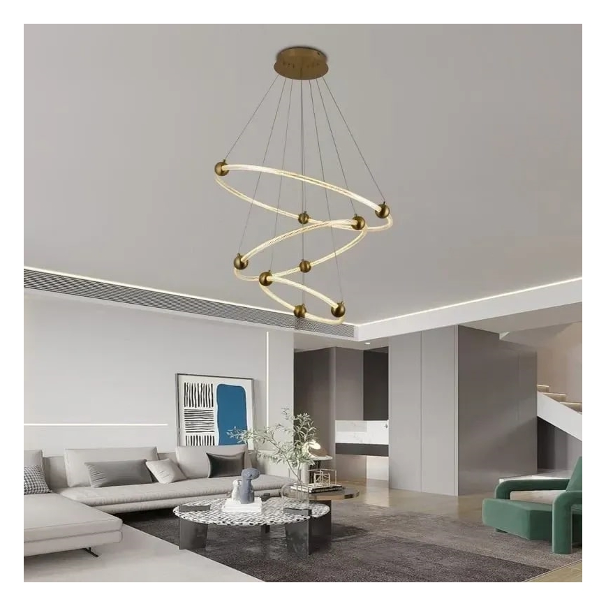 LED Stmívatelný lustr na lanku LED/45W/230V 3000-6500K pr. 80 cm + dálkové ovládání