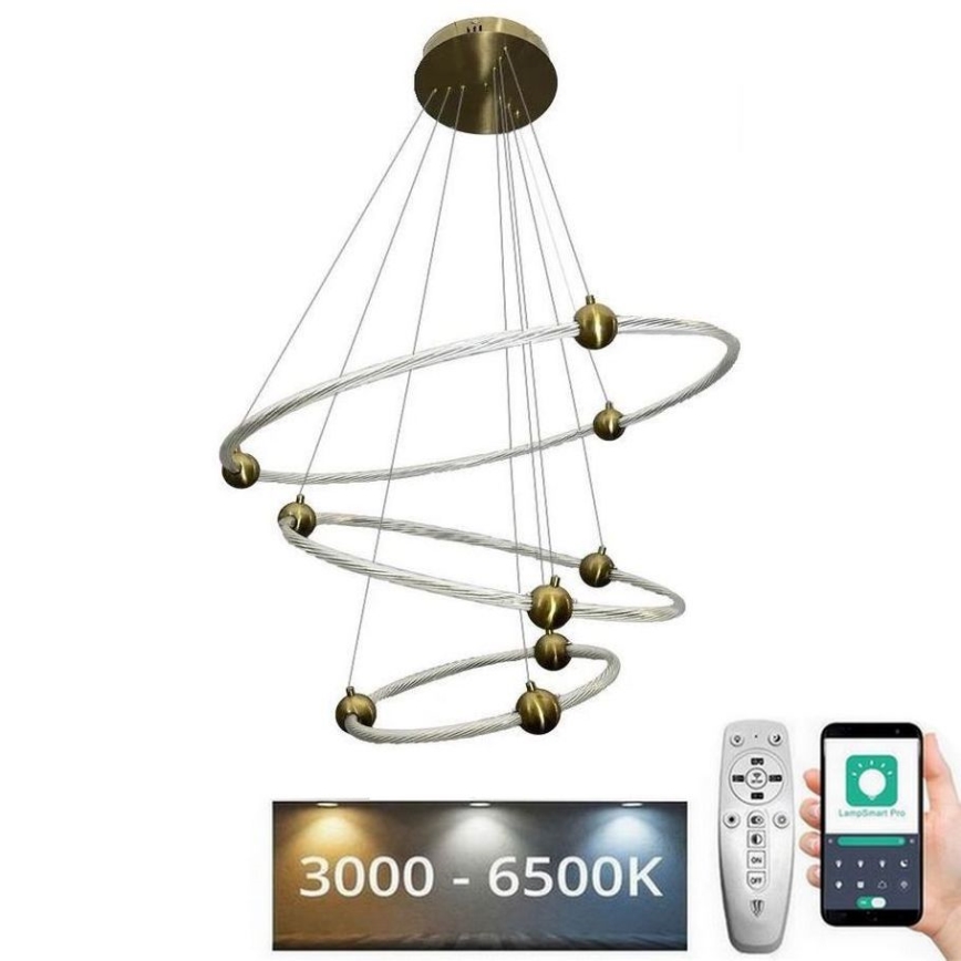 LED Stmívatelný lustr na lanku LED/45W/230V 3000-6500K pr. 80 cm + dálkové ovládání
