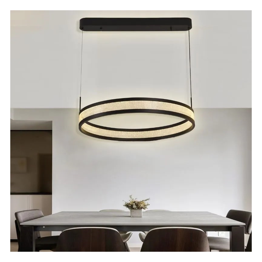 LED Stmívatelný lustr na lanku LED/45W/230V 3000-6500K černá + dálkové ovládání