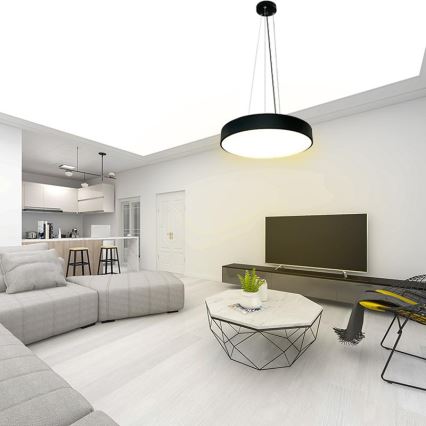 LED Stmívatelný lustr na lanku LED/50W/230V 3000-6500K černá + dálkové ovládání