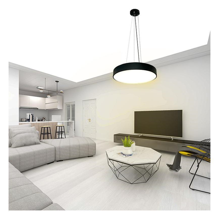LED Stmívatelný lustr na lanku LED/50W/230V 3000-6500K černá + dálkové ovládání
