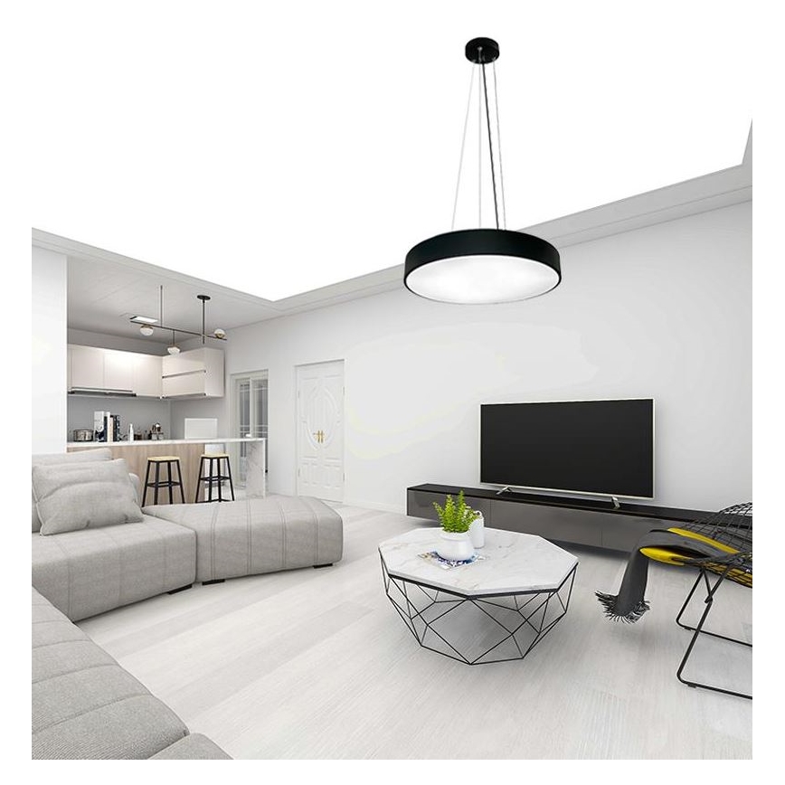 LED Stmívatelný lustr na lanku LED/50W/230V 3000-6500K černá + dálkové ovládání