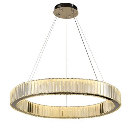LED Stmívatelný křišťálový lustr na lanku LED/50W/230V 3000-6500K lesklý chrom + dálkové ovládání