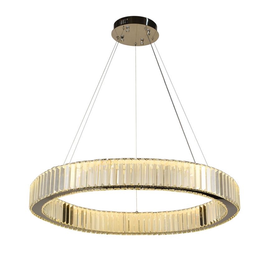 LED Stmívatelný křišťálový lustr na lanku LED/50W/230V 3000-6500K lesklý chrom + dálkové ovládání