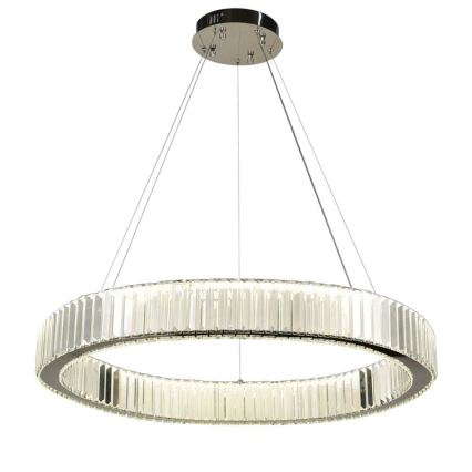 LED Stmívatelný křišťálový lustr na lanku LED/50W/230V 3000-6500K lesklý chrom + dálkové ovládání