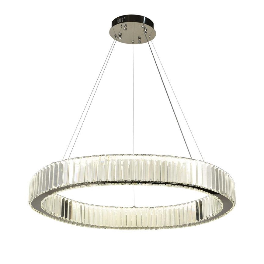LED Stmívatelný křišťálový lustr na lanku LED/50W/230V 3000-6500K lesklý chrom + dálkové ovládání