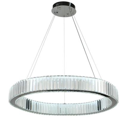 LED Stmívatelný křišťálový lustr na lanku LED/50W/230V 3000-6500K lesklý chrom + dálkové ovládání