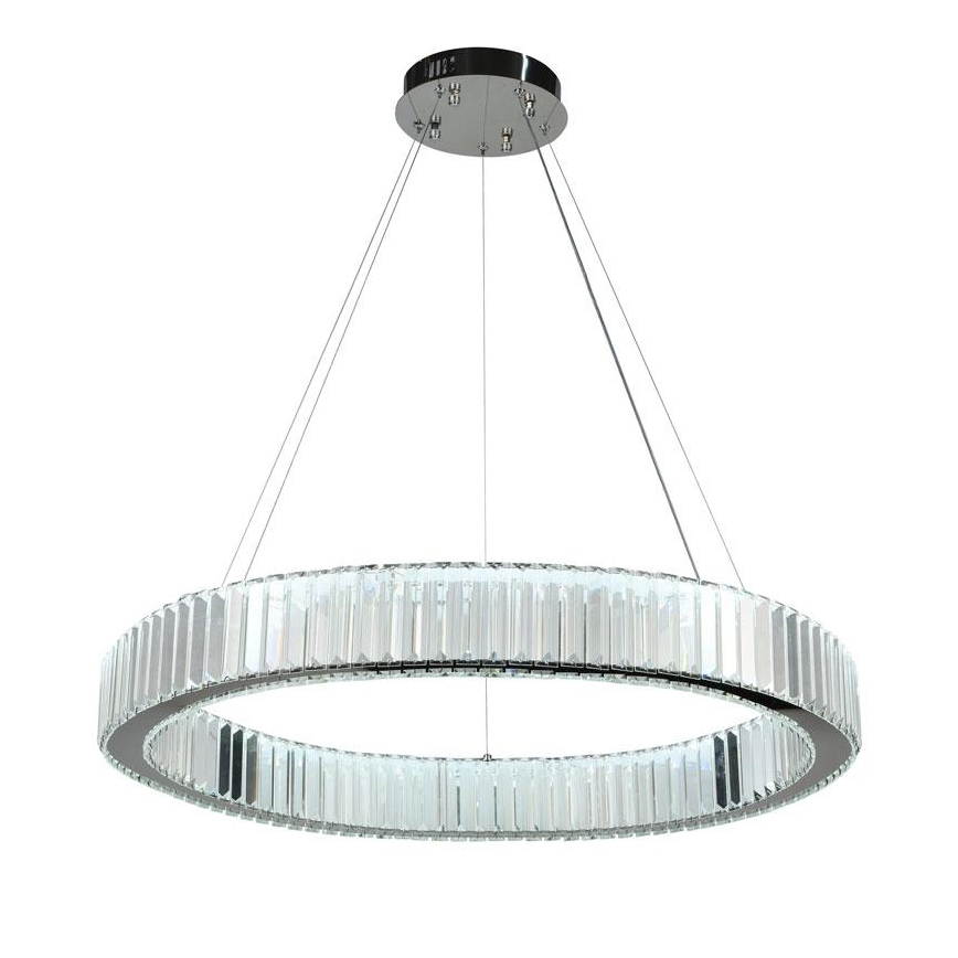 LED Stmívatelný křišťálový lustr na lanku LED/50W/230V 3000-6500K lesklý chrom + dálkové ovládání
