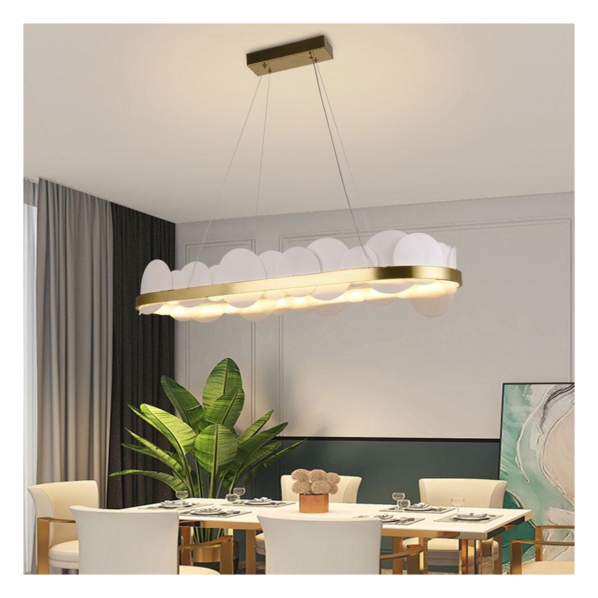LED Stmívatelný lustr na lanku LED/50W/230V 3000-6500K zlatá + dálkové ovládání