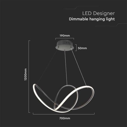 LED Stmívatelný lustr na lanku LED/50W/230V 3000K černá