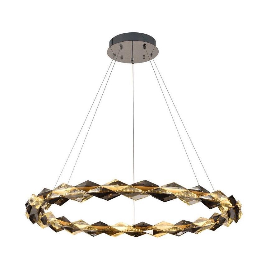 LED Stmívatelný křišťálový lustr na lanku LED/55W/230V 3000-6500K lesklý chrom + dálkové ovládání
