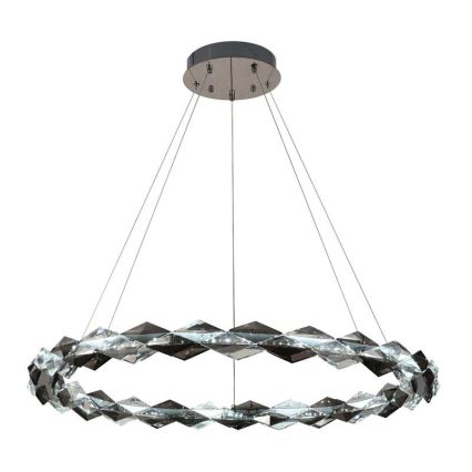 LED Stmívatelný křišťálový lustr na lanku LED/55W/230V 3000-6500K lesklý chrom + dálkové ovládání