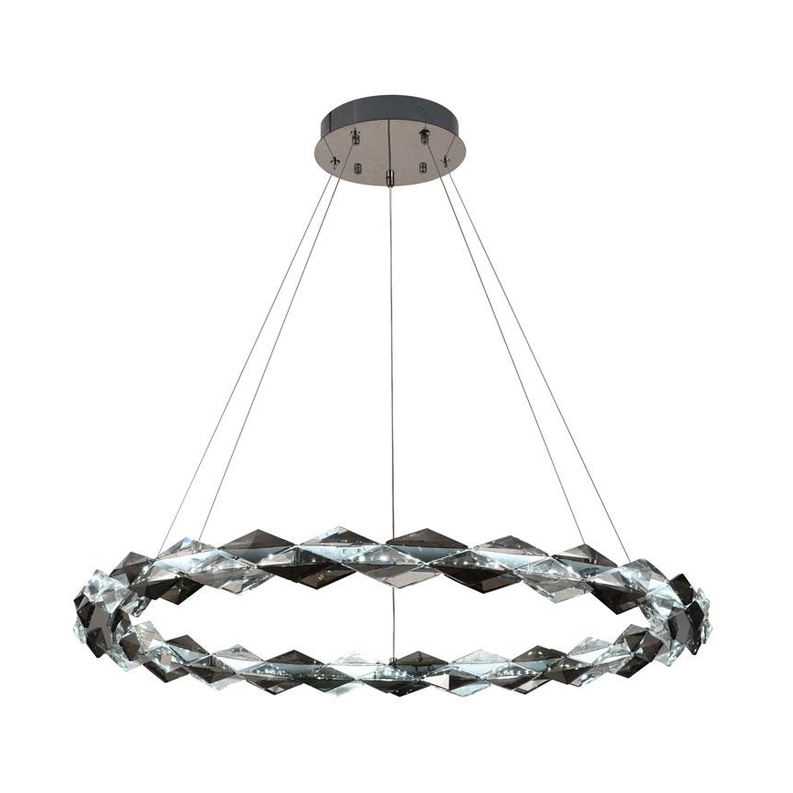 LED Stmívatelný křišťálový lustr na lanku LED/55W/230V 3000-6500K lesklý chrom + dálkové ovládání