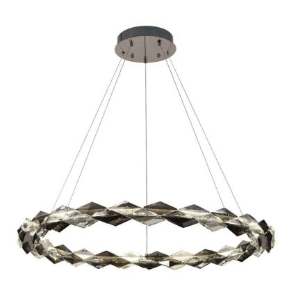 LED Stmívatelný křišťálový lustr na lanku LED/55W/230V 3000-6500K lesklý chrom + dálkové ovládání