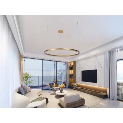 LED Stmívatelný lustr na lanku LED/55W/230V 3000-6500K pr. 80 cm + dálkové ovládání