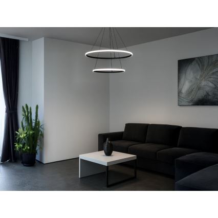LED Stmívatelný lustr na lanku LED/55W/230V 3000-6500K pr. 60 cm + dálkové ovládání