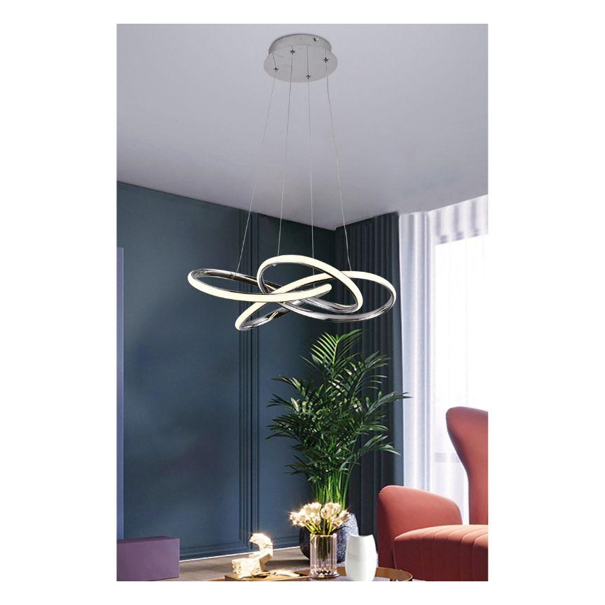 LED Stmívatelný lustr na lanku LED/65W/230V 3000-6500K chrom + dálkové ovládání