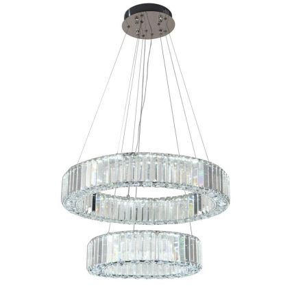 LED Stmívatelný křišťálový lustr na lanku LED/65W/230V 3000-6500K lesklý chrom + dálkové ovládání