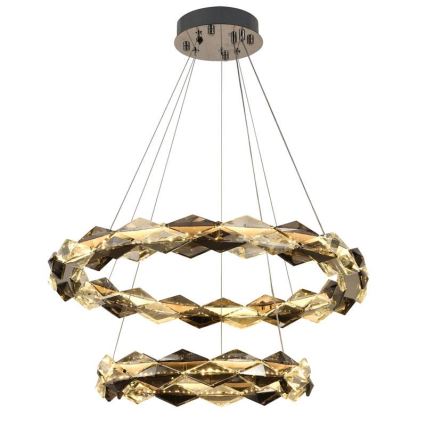 LED Stmívatelný křišťálový lustr na lanku LED/65W/230V 3000-6500K lesklý chrom + dálkové ovládání