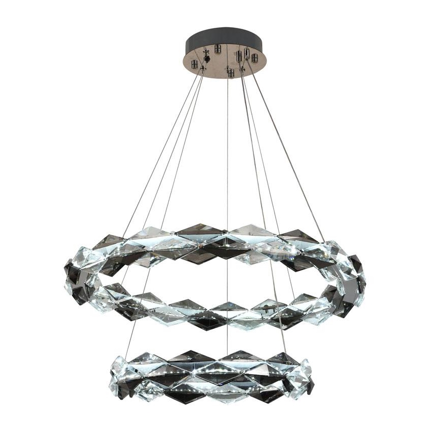 LED Stmívatelný křišťálový lustr na lanku LED/65W/230V 3000-6500K lesklý chrom + dálkové ovládání
