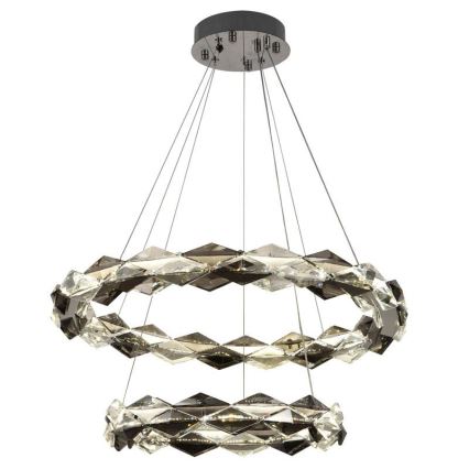 LED Stmívatelný křišťálový lustr na lanku LED/65W/230V 3000-6500K lesklý chrom + dálkové ovládání