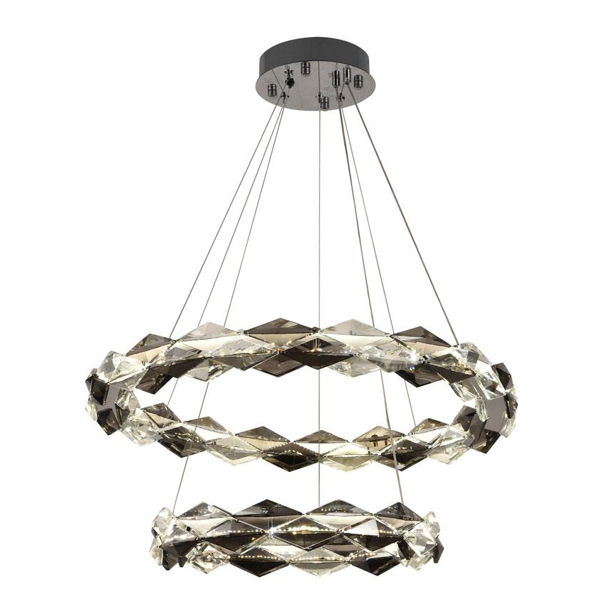 LED Stmívatelný křišťálový lustr na lanku LED/65W/230V 3000-6500K lesklý chrom + dálkové ovládání