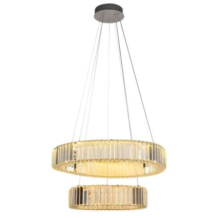 LED Stmívatelný křišťálový lustr na lanku LED/65W/230V 3000-6500K lesklý chrom + dálkové ovládání