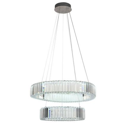 LED Stmívatelný křišťálový lustr na lanku LED/65W/230V 3000-6500K lesklý chrom + dálkové ovládání