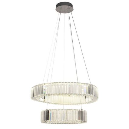 LED Stmívatelný křišťálový lustr na lanku LED/65W/230V 3000-6500K lesklý chrom + dálkové ovládání