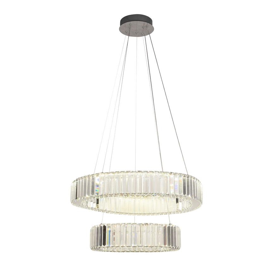 LED Stmívatelný křišťálový lustr na lanku LED/65W/230V 3000-6500K lesklý chrom + dálkové ovládání